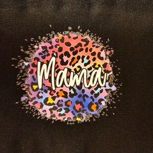 Colorful Leopard Print 'Mama' Graphic Makeup Bag